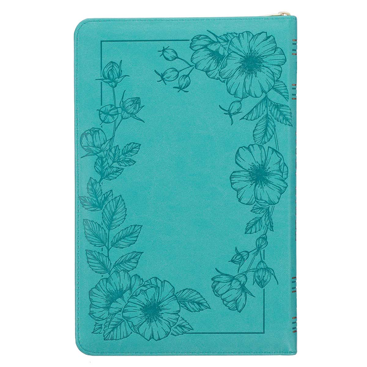 KJV Teal Floral Faux Leather Flexcover Deluxe Gift Bible With Zip