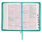 KJV Teal Floral Faux Leather Flexcover Deluxe Gift Bible With Zip