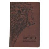 KJV Brown Lion Faux Leather Flexcover Deluxe Gift Bible With Zip