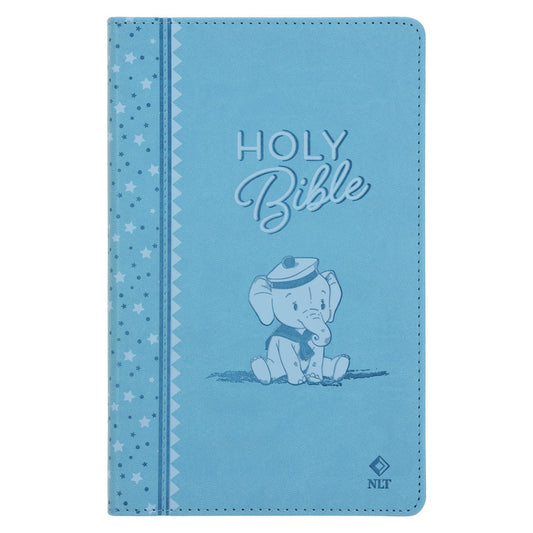 NLT Blue Elephant Flexcover Faux Leather Baby Bible for Boys