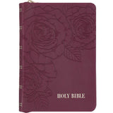 KJV Merlot Faux Leather Compact Bible with Zip