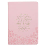 He Will Cover You with His Feathers Pink Faux Leather Journal with Zipped Closure