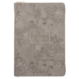 Be Still and Know Floral Beige Faux Leather Journal with Zipped Closure