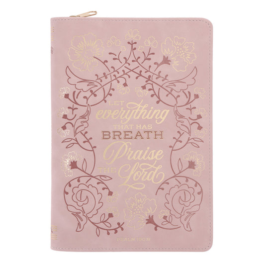 Let Everything That Has Breath Praise the Lord Faux Leather Journal with Zipped Closure