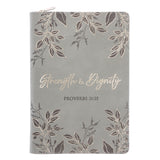 Strength and Dignity Sage Faux Leather Journal with Zipped Closure