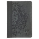 KJV Grey Lion Faux Leather Compact Bible