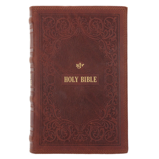KJV Dark Brown Frame Genuine Leather Bible Giant Print