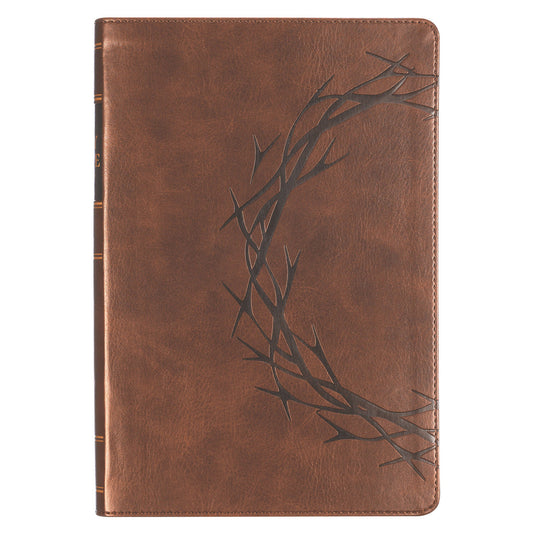 KJV Brown Crown of Thorns Faux Leather Giant Print Full-Size Bible