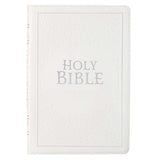 KJV White Faux Leather Thinline Large Print Bible With Thumb Indexing