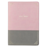 KJV Pink And Grey Faux Leather Bible Super Giant Print