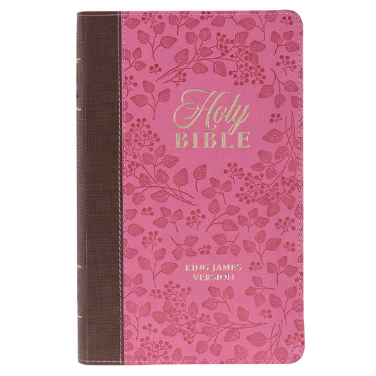 KJV Saddle Tan And Pink Faux Leather Giant Print Bible