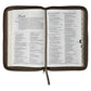 NLT Brown Leaves Faux Leather Flexcover Standard Bible Thumb Indexed With Zip