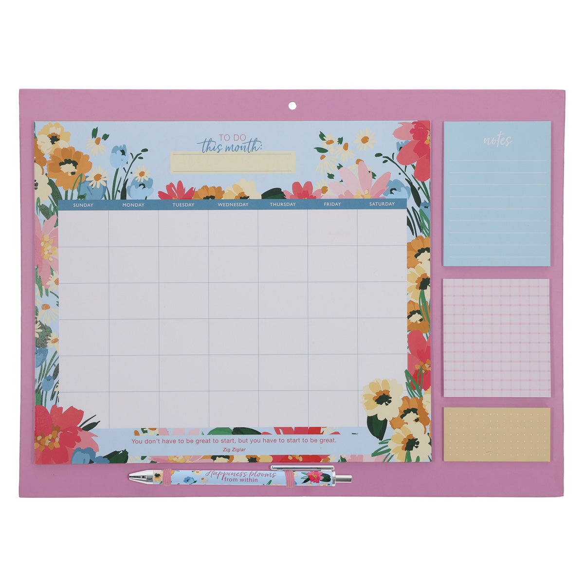 Undated Calendar and Stationery Set with Pen - Bright Floral