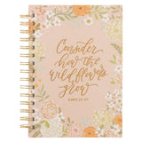 Consider How the Wildflowers Grow Orange Hardcover Wirebound Journal
