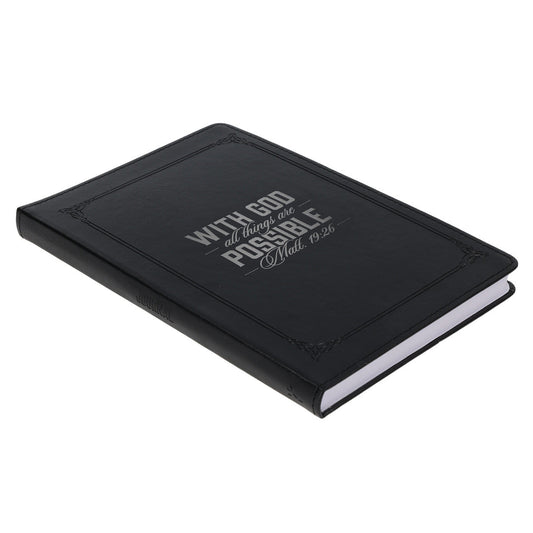 With God All Things Are Possible Black Faux Leather Journal
