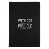 With God All Things Are Possible Black Faux Leather Journal