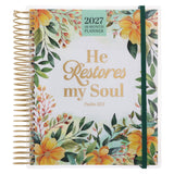 2027 Diary - 18-Month Planner for Women - He Restores My Soul - Wirebound