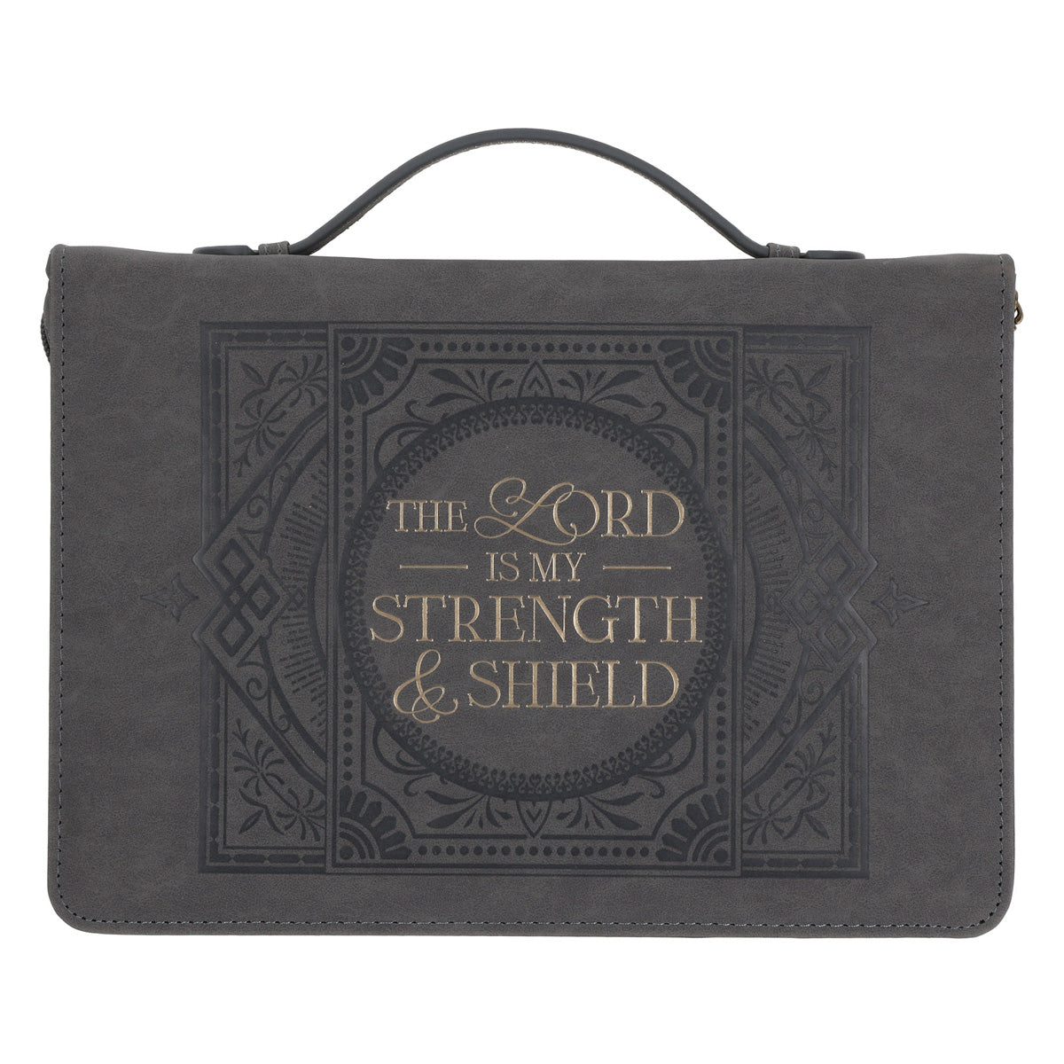 The Lord Is My Strength and Shield Faux Leather Bible Bag