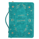 I Can Do All Things Through Christ Teal Faux Leather Bible Bag