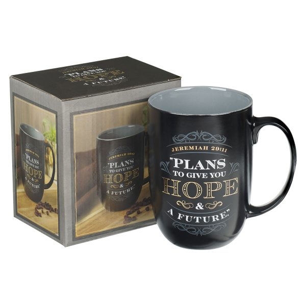 Plans To Give You Hope And A Future Black And Grey Ceramic Mug - Jer 29:11 - Image 3