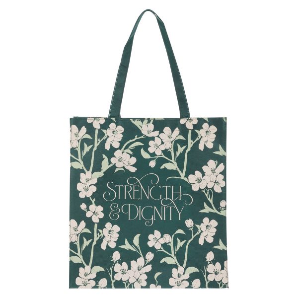 Strength and Dignity Green Non-Woven Tote Bag - Image 1