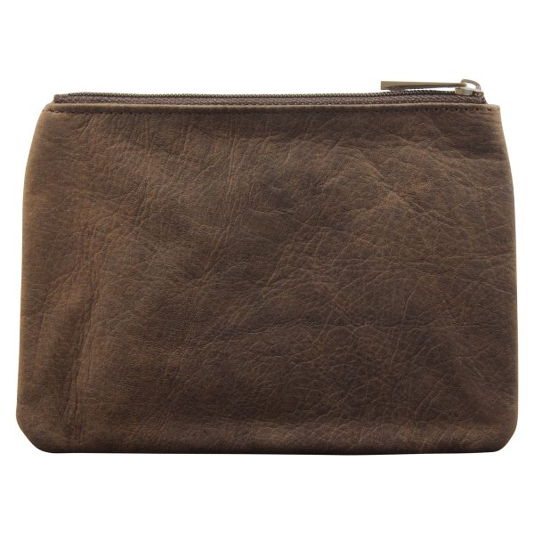 Genuine African Leather Medium Dark Brown Coin Purse - Image 2