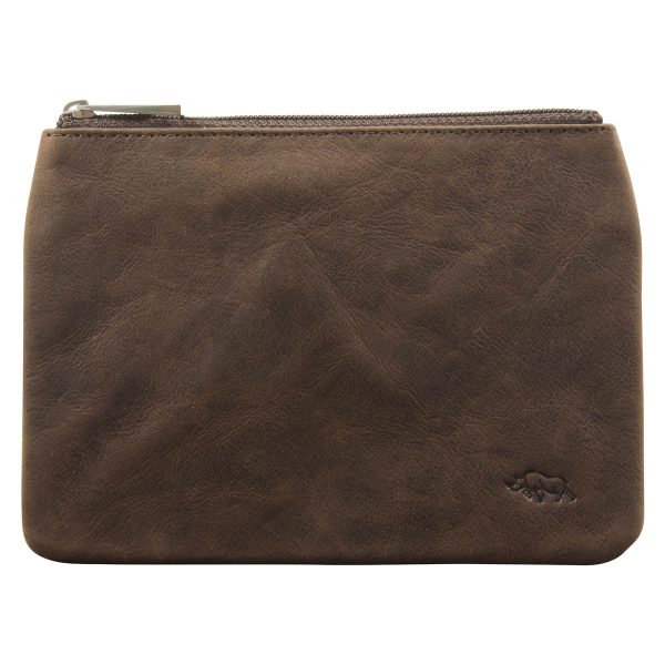 Genuine African Leather Medium Dark Brown Coin Purse - Image 1