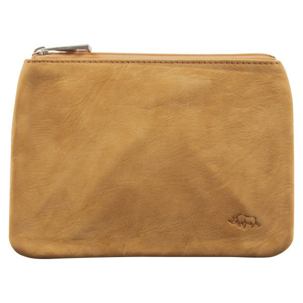 Genuine African Leather Medium Tan Coin Purse - Image 1