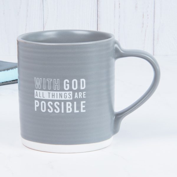 With God All Things Are Possible Grey Ceramic Mug - Matthew 19:26 - Image 3