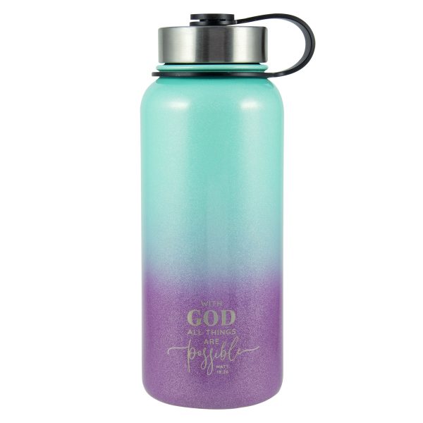 With God All Things Are Possible Stainless Steel Water Bottle - Matthew 19:26 - Image 1