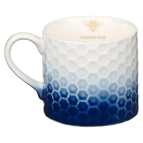 Be Kind Always White & Blue Ceramic Mug - Proverbs 16:24 - Image 3