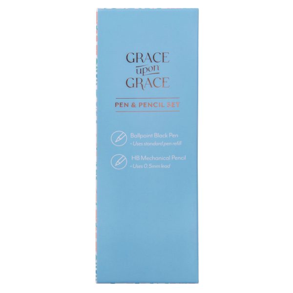 Saved by Grace & Grace Upon Grace Turquoise Pen and Rose Gold Pencil Set - Image 2