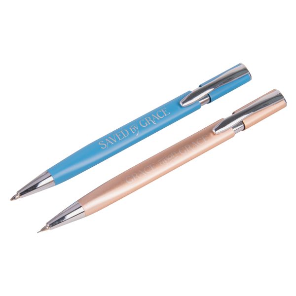 Saved by Grace & Grace Upon Grace Turquoise Pen and Rose Gold Pencil Set - Image 3