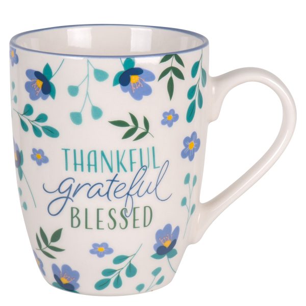 Thankful Grateful Blessed Ceramic Mug - Image 1
