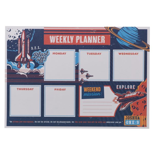 A4 Weekly Desk Planner For Boys - Strong and Courageous - Image 2