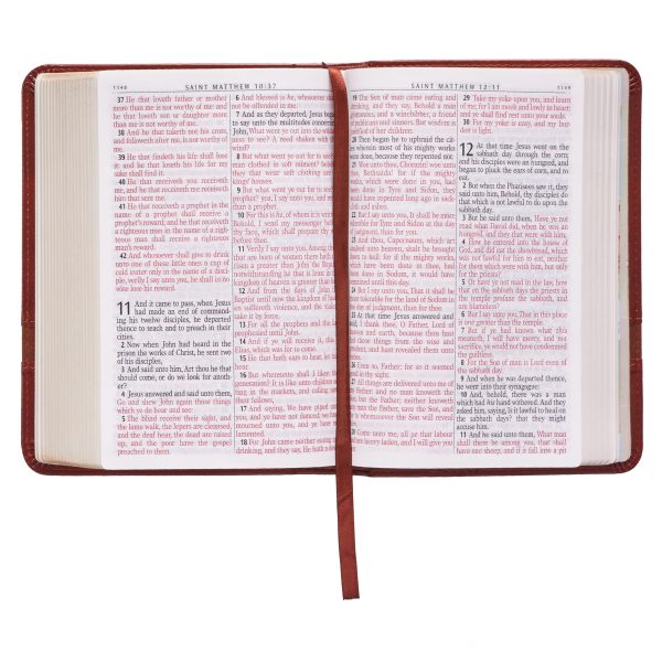 KJV Brown Faux Leather Compact Bible Large Print Red Letter - Image 5