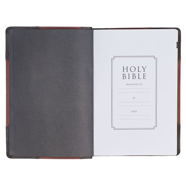 KJV Brandy & Dark Brown Genuine African Leather Bible Giant Print Indexed Red Letter - Image 5