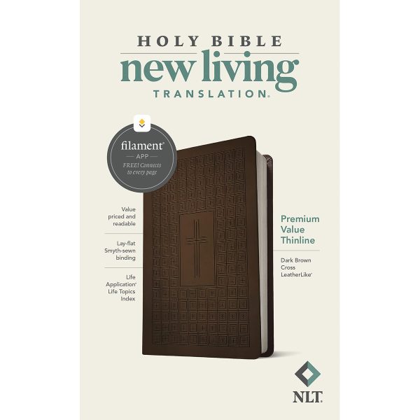 NLT Filament Premium Value Thinline Bible, Dark Brown Cross (Imitation Leather) - Image 4
