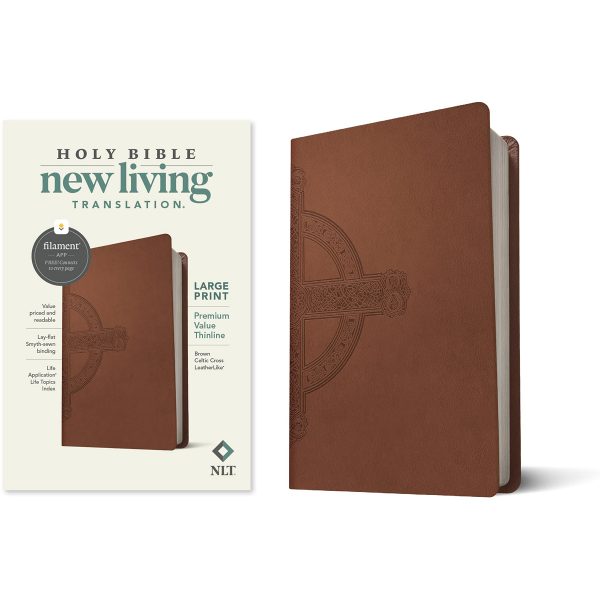 NLT Filament Premium Value Thinline Bible, Filament Enabled, Large Print, Brown Cross (Imitation Leather) - Image 3