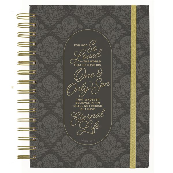 For God so Loved the World Grey Chunky Hardcover Wirebound Journal with Elastic Closure - Image 1