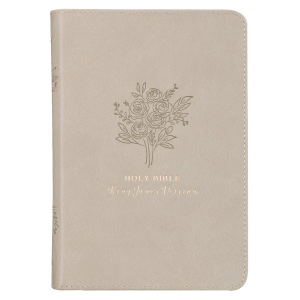 KJV Taupe Faux Leather Compact Bible - Image 1