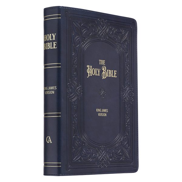 KJV Midnight Blue Antique Frame Faux Leather Full-Size Bible Giant Print Indexed - Image 3