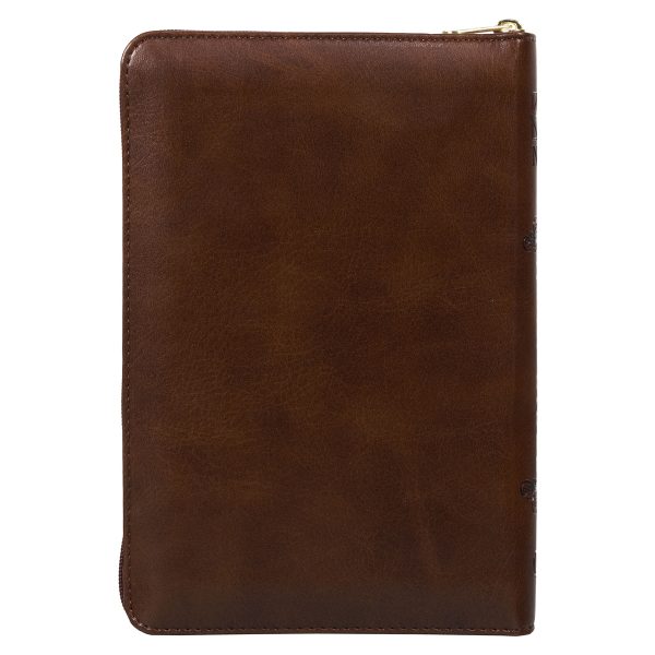 NLT Brown Faux Leather Flexcover Compact Bible With Zip - Image 2