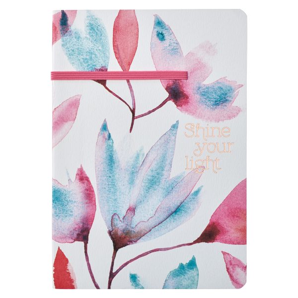 Shine Your Light Pink Petals Paperback Journal with Elastic Closure - Image 1