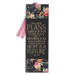 For I Know the Plans I Have For You Black Faux Leather Bookmark - Image 2