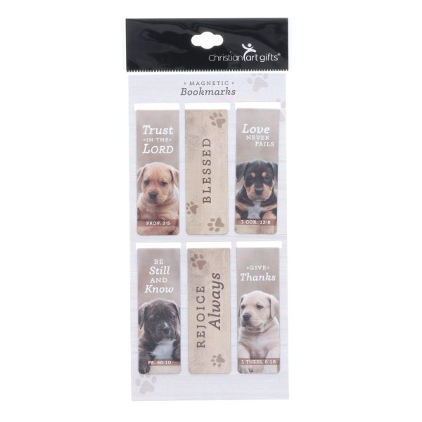 Puppies Six-Piece Magnetic Bookmark Set - Image 1