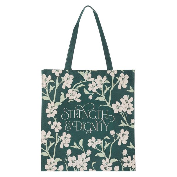 Strength and Dignity Green Non-Woven Tote Bag - Image 2
