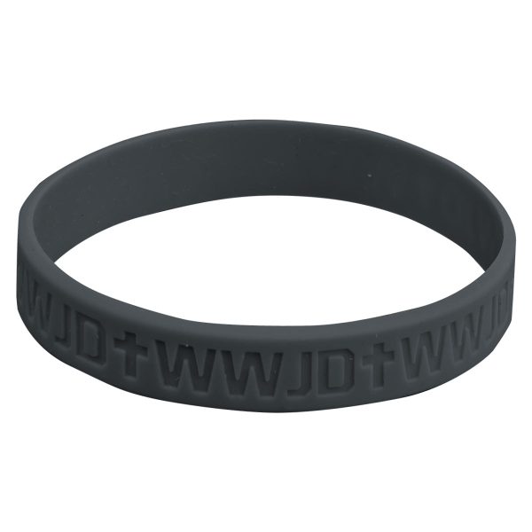 WWJD Charcoal Silicone Wristbands - Image 2