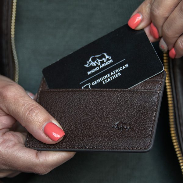 Genuine African Leather Dark Brown Card And ID Holder - Image 9