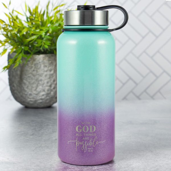 With God All Things Are Possible Stainless Steel Water Bottle - Matthew 19:26 - Image 6